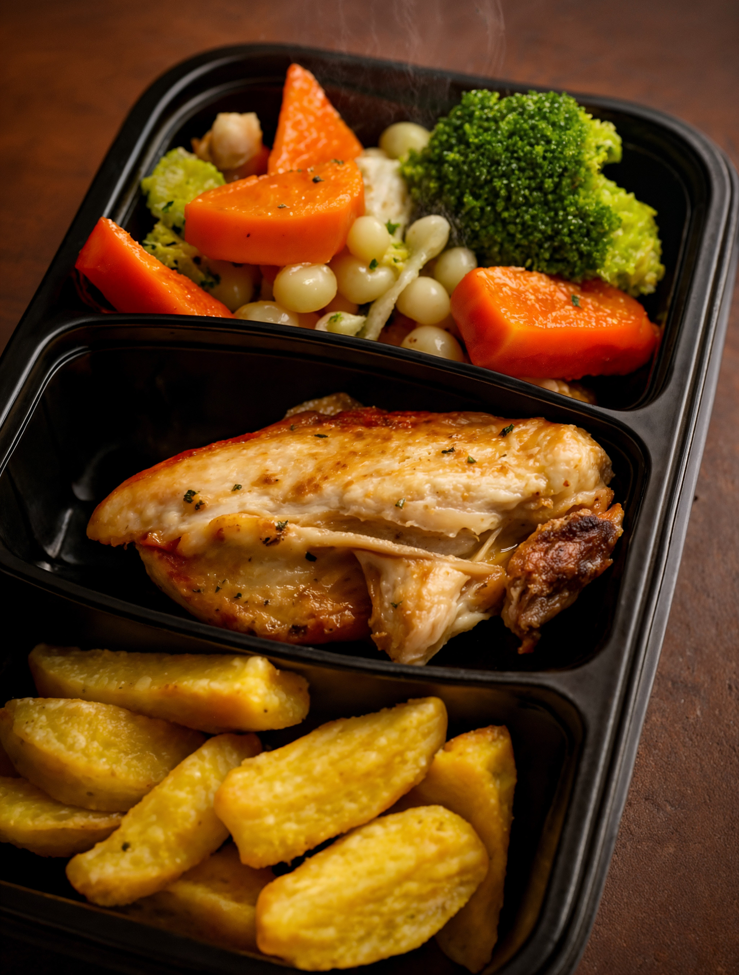 Almuerzo Nutres preparado por Carla Moya — pollo, vegetales y papas